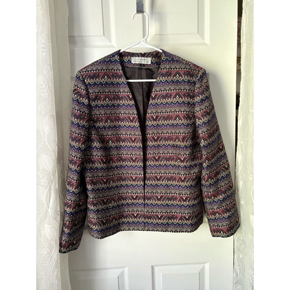 Tahari Arthur S. Levine ASL woven geometric pattern blazer jacket plus size 18